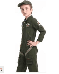 Kids Air Force Fighter Costume Children Pilot Jumpsuit - 110-120cm