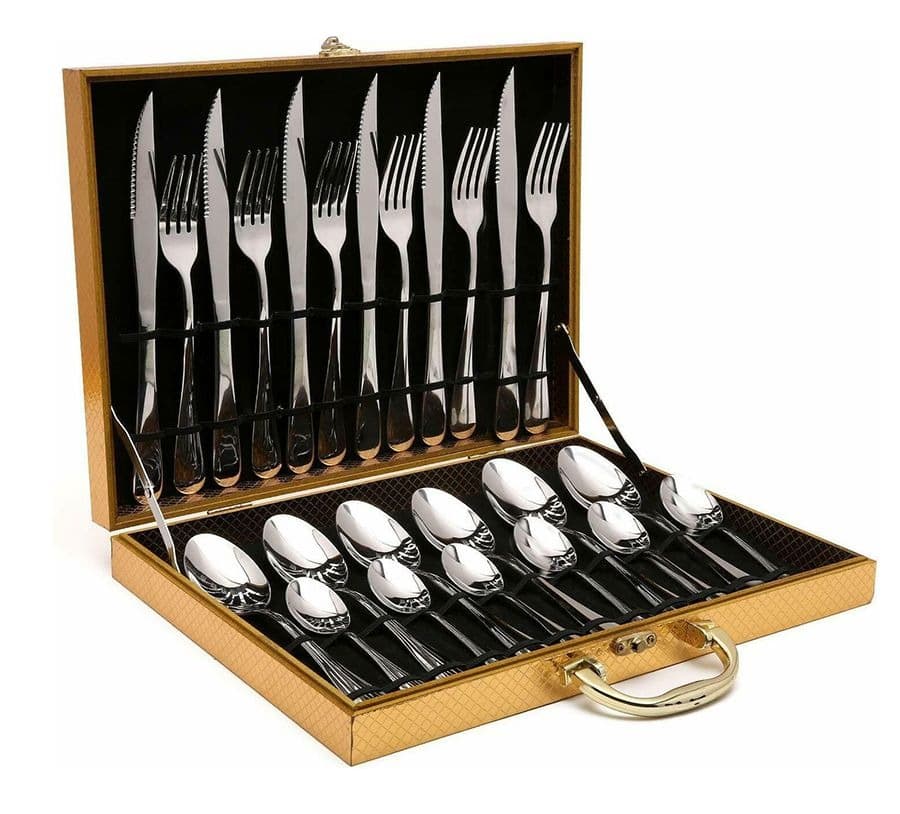 Stainless Steel Cutlery Set golden box- 24 Piece