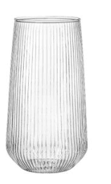 1 Piece - Water Glass With Vertical Ribbed Design - Transparent/X4