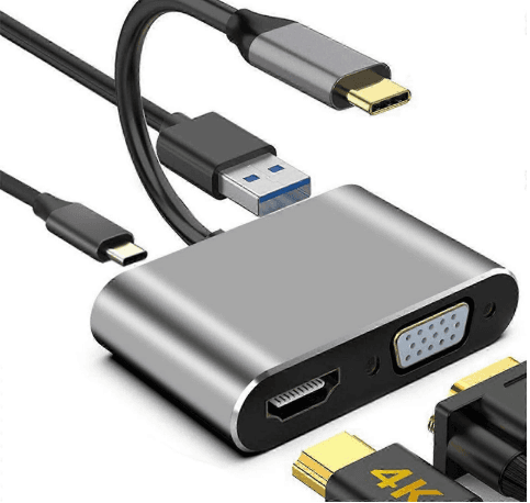 4 IN 1 USB C Type-C To HDMI Adapter Travel 4K VGA USB 3.0