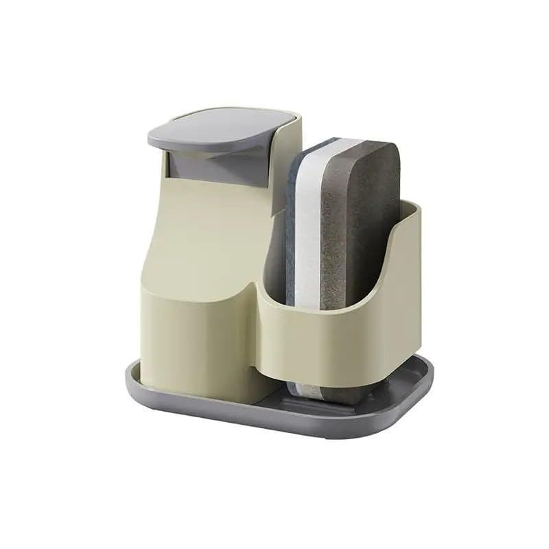 Dish Soap Dispenser with Built-in Sponge Caddy - Grey