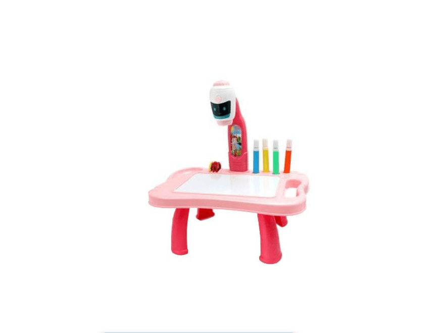 4 in 1 Kids Drawing Projector Table Set -Pink