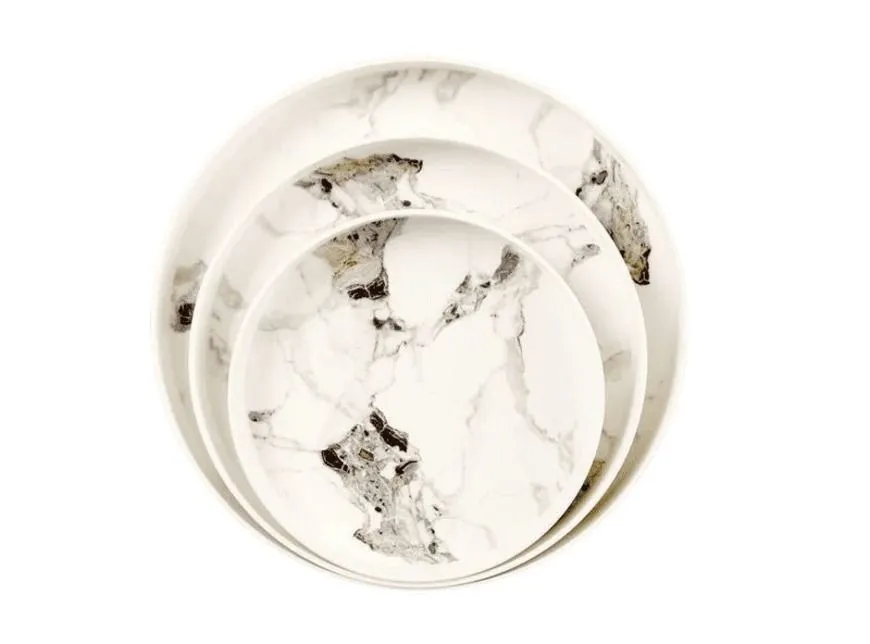Set Of 3 Marbled Trays